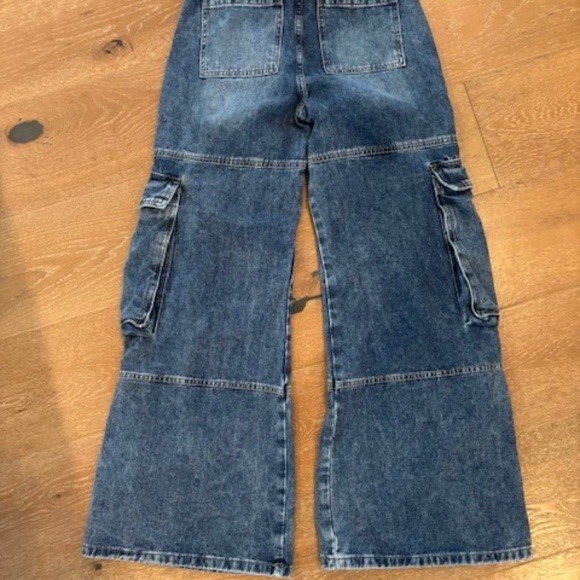I&M BLACK LABEL Women’s Wide Leg CARGO POCKET Jeans High Waist Baggy/Loose Fit S - Picture 2 of 6